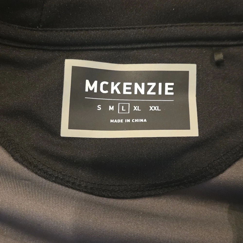 McKenzie Original Sportswear Men's Full-Zip Hooded‎ Jacket Black White Gray L